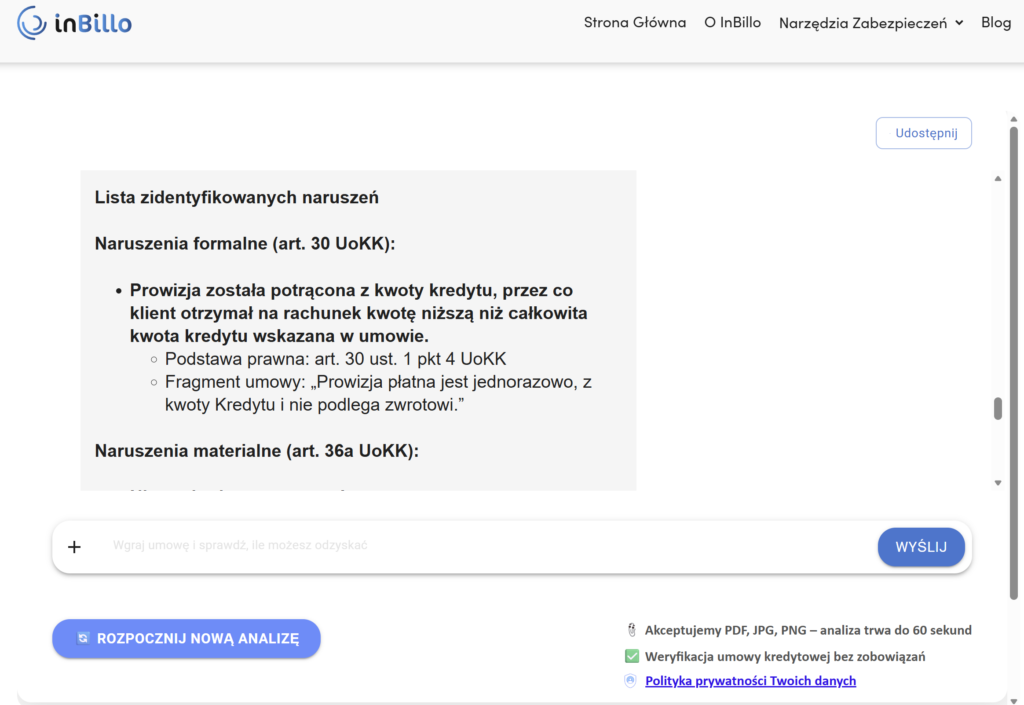 Lista zidentyfikowanych naruszeń